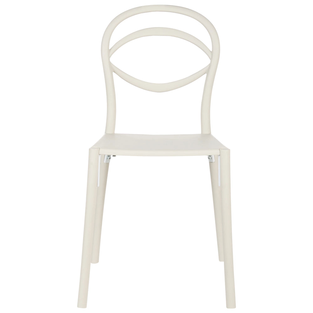 Set di 4 sedie da giardino leggere e resistenti alle intemperie colore bianco sporco stile moderno