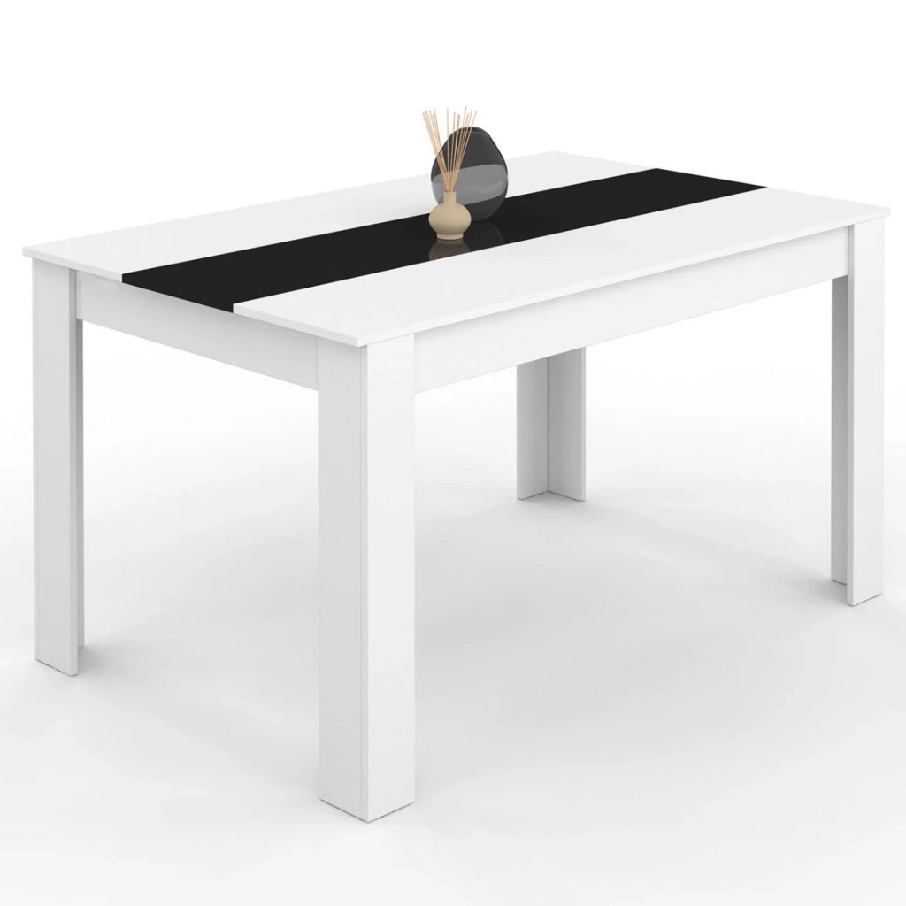 IDMarket - GEORGIA Tavolo da pranzo rettangolare bianco e nero per 6 persone 140 x 80 cm