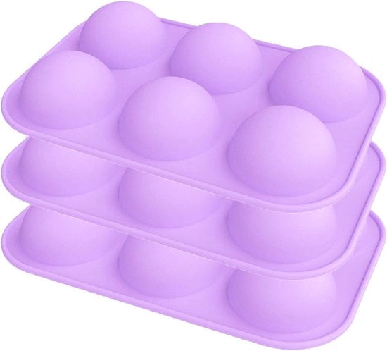 Molde a Sfera a Metà Grande a 6 Cavità in Silicone - 3 Pacchi - per la Creazione di Cake e Gelato in Forma di Sfera