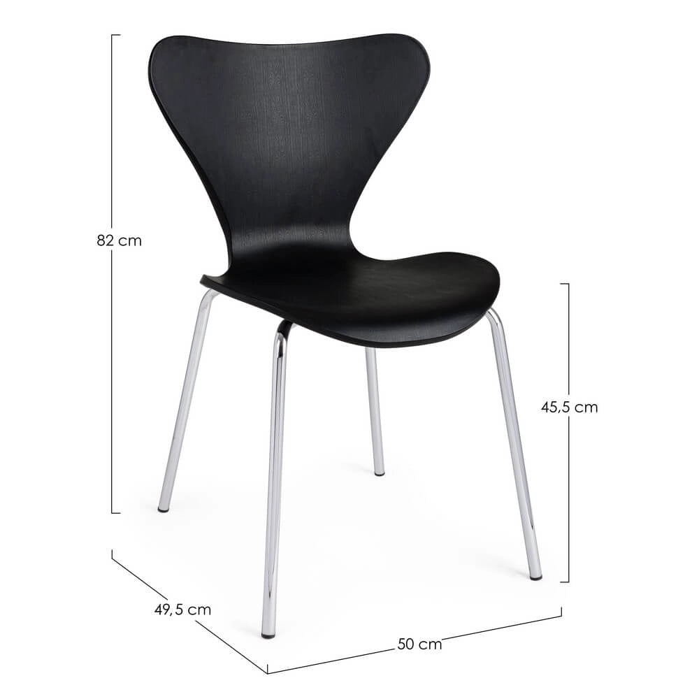 Set di 4 Sedie Impilabili con Seduta in Plastica e Gambe Cromate - LINDSAY