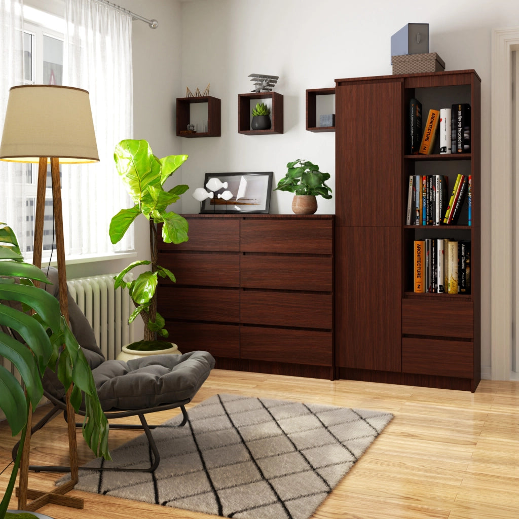 Armadio da ufficio AKORD R11 Wengé 80 cm 1 anta 2 cassetti 80x35x180 cm