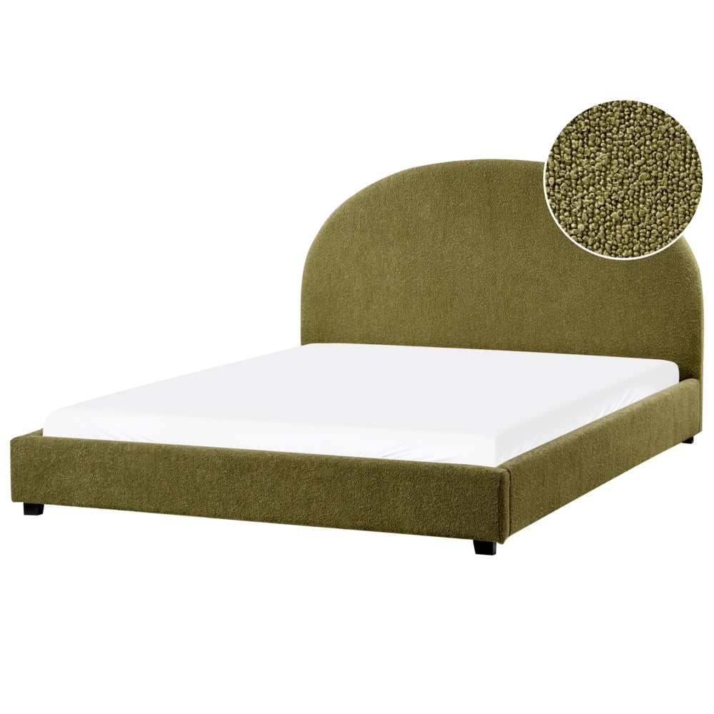 Lettino ad acqua in bouclé retrò dal design minimalista in poliestere verde oliva 160 x 200 cm