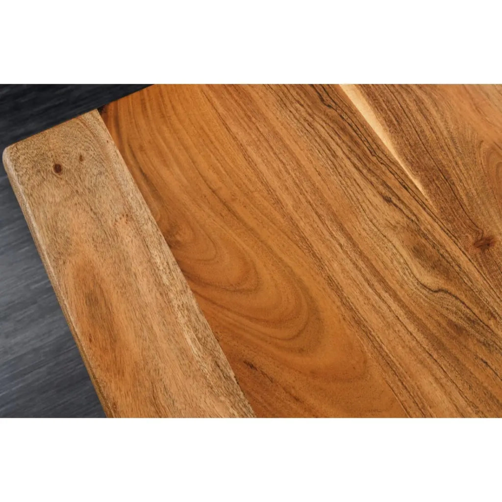 Scrivania elettrica di alta gamma ARKAYA 120 cm in legno massiccio di acacia con bordo naturale - Regolabile in altezza