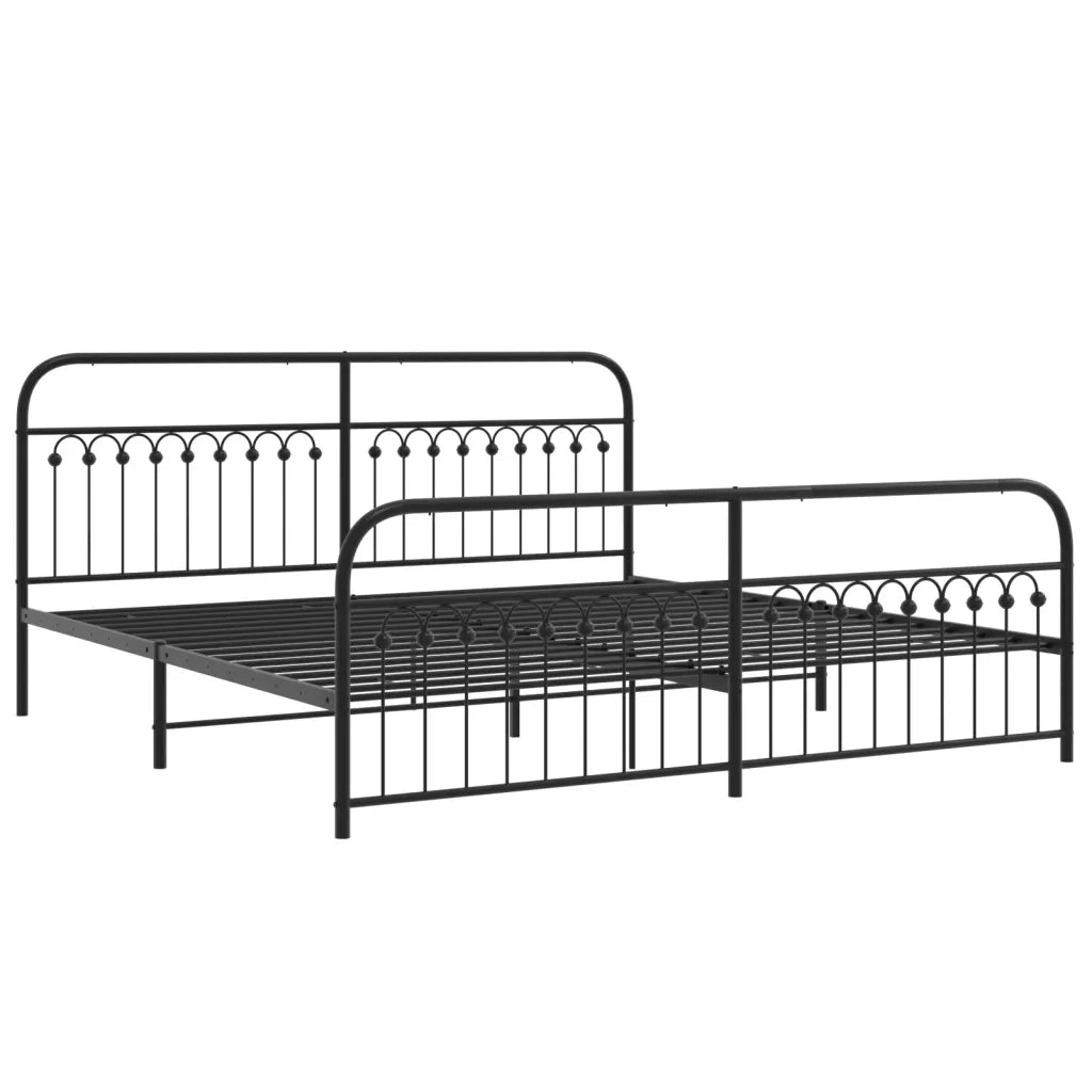 Giroletto con Testiera e Pediera Metallo Nero 193x203 cm 376624