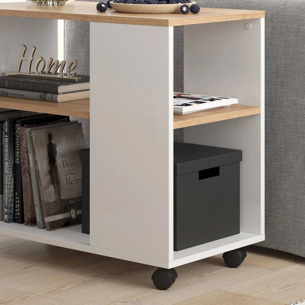 Vicco Tavolino Quercia dorata/bianco 70 x 36.6 cm con rotelle