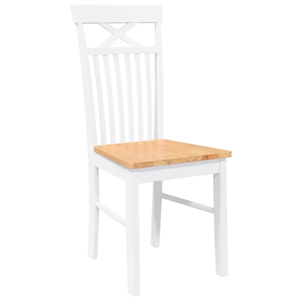 Sedie da Pranzo 2 pz Bianche in Legno Massello di Hevea 4102414