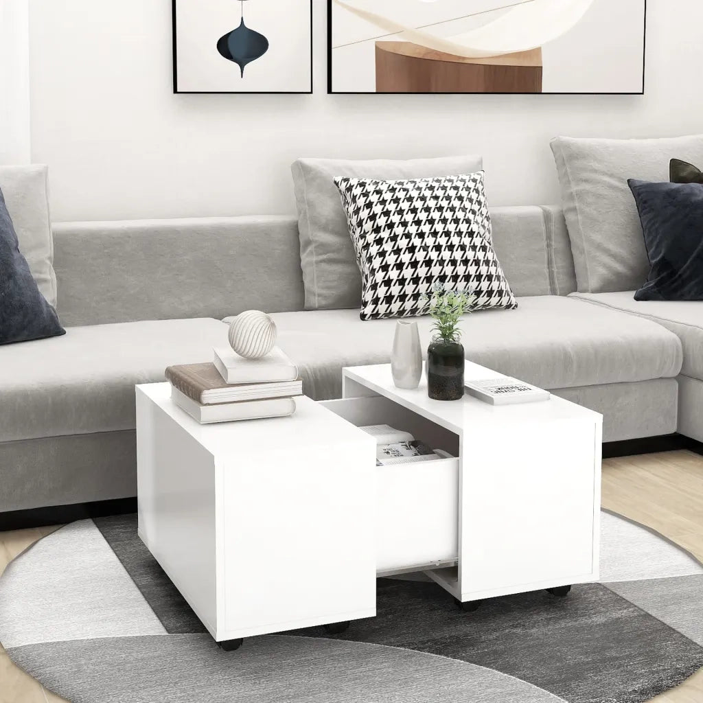 Tavolino da salotto | Tavolino da caff¨¨ | Tavolino da Soggiorno Bianco 60x60x38 cm in Legno Multistrato
