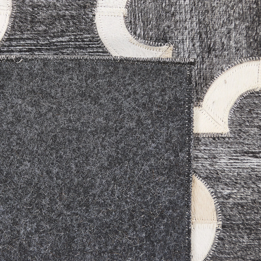 Tappeto tappetino Grigio e Beige Pelle di vacchetta Jacquard Puzzle Motivo Geometrico Retro 140 x 200 cm