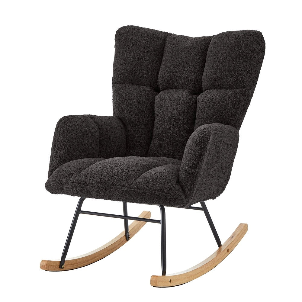 Poltrona a Dondolo ¨C Xylo ¨C Legno e Metallo, Design Scandinavo, 69x89x101 cm
