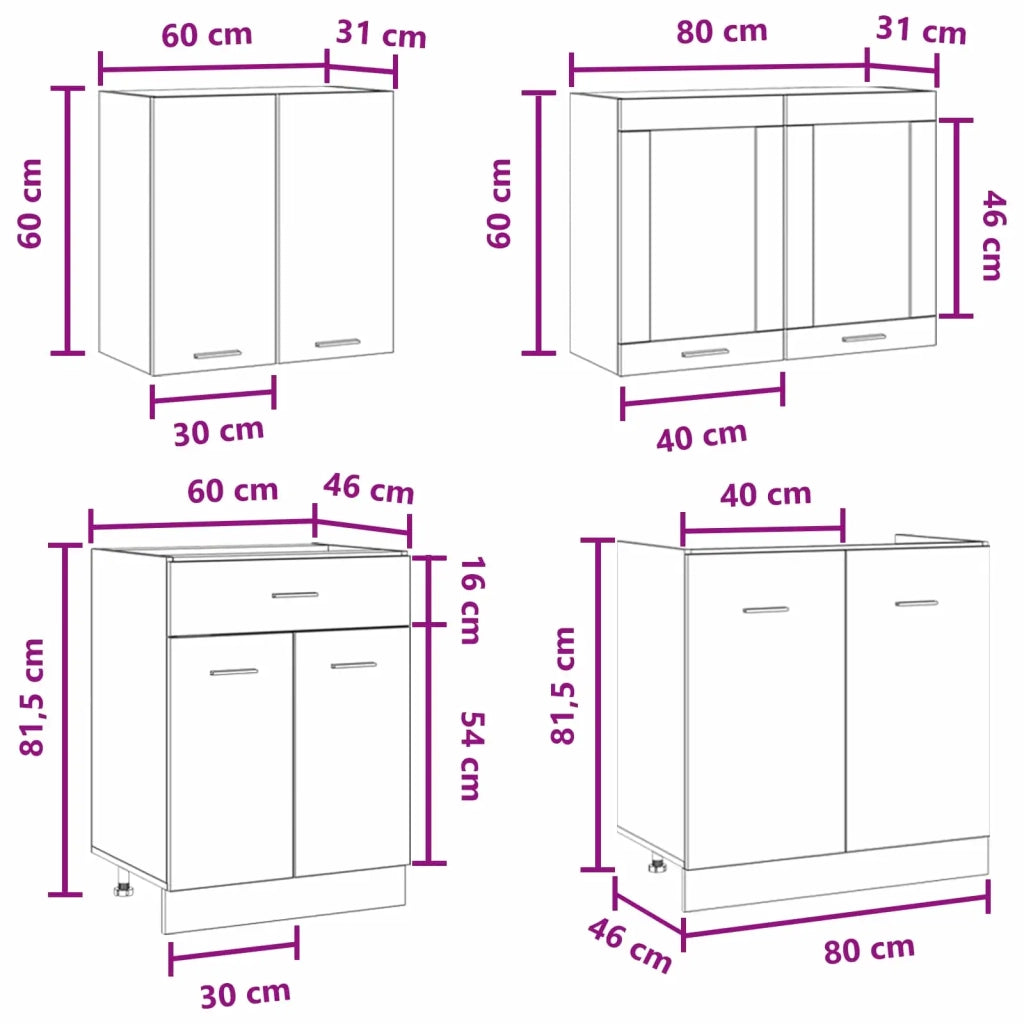 Unità Cucina Lyon 4 pcs Grigio Cemento Legno ingegnerizzato 3445847