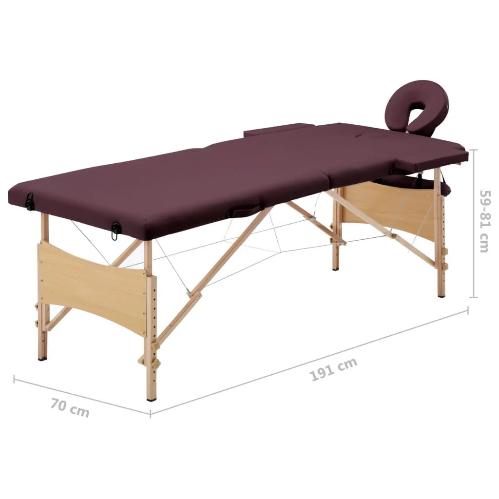 Lettino da massaggio pieghevole 2 sezioni legno viola vino 02_0001819