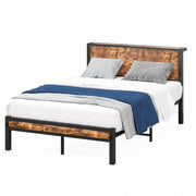 Letto Singolo 120x200 cm; Contenitore - Letto con Testiera - in MDF e Metallo; Marrone Antico