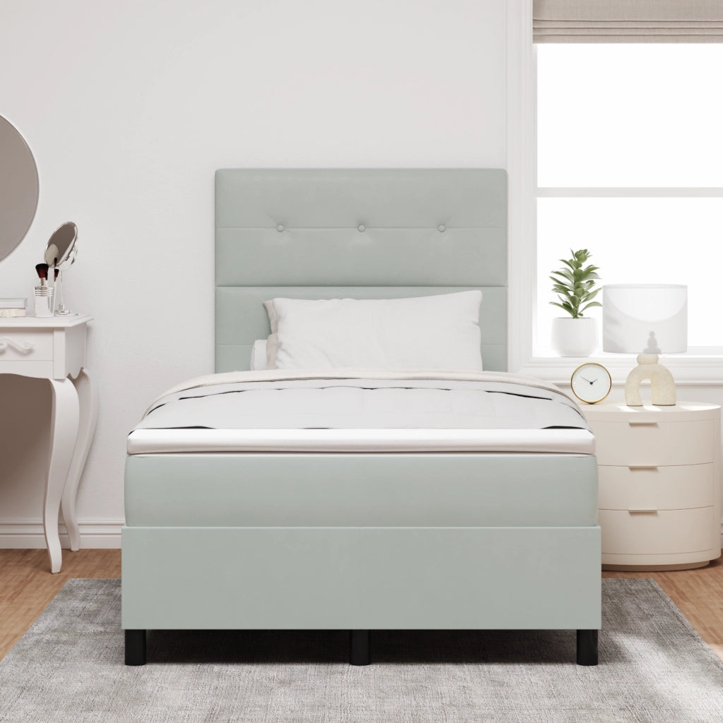 Letto a Box Spring con Materasso e Luce LED Grigio Chiaro 120x190 cm Velluto