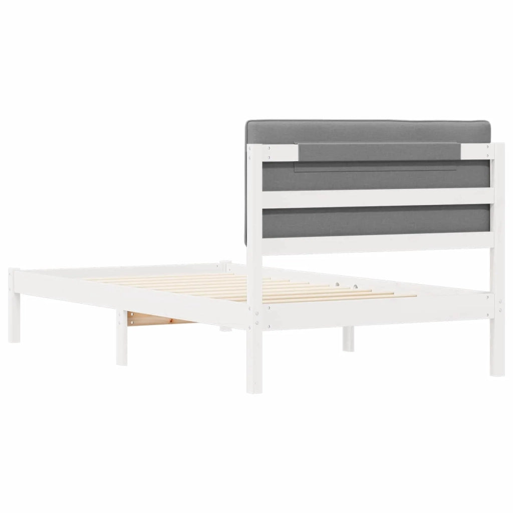Letto con Testiera Rivestita Grigio chiaro 100 x 200 cm