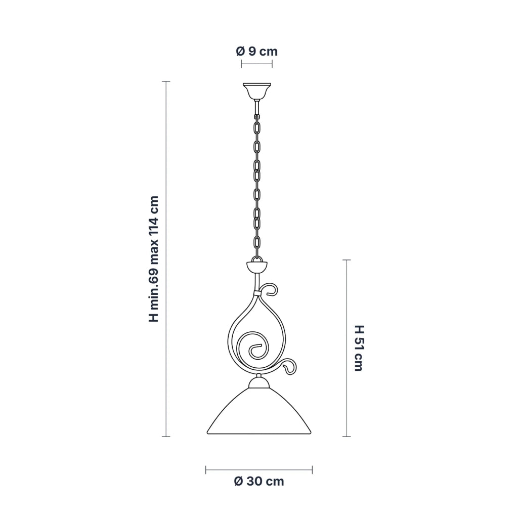 Lampadario Rustico Faraone 1 Luce Marrone e Bianco LuceArt Classic