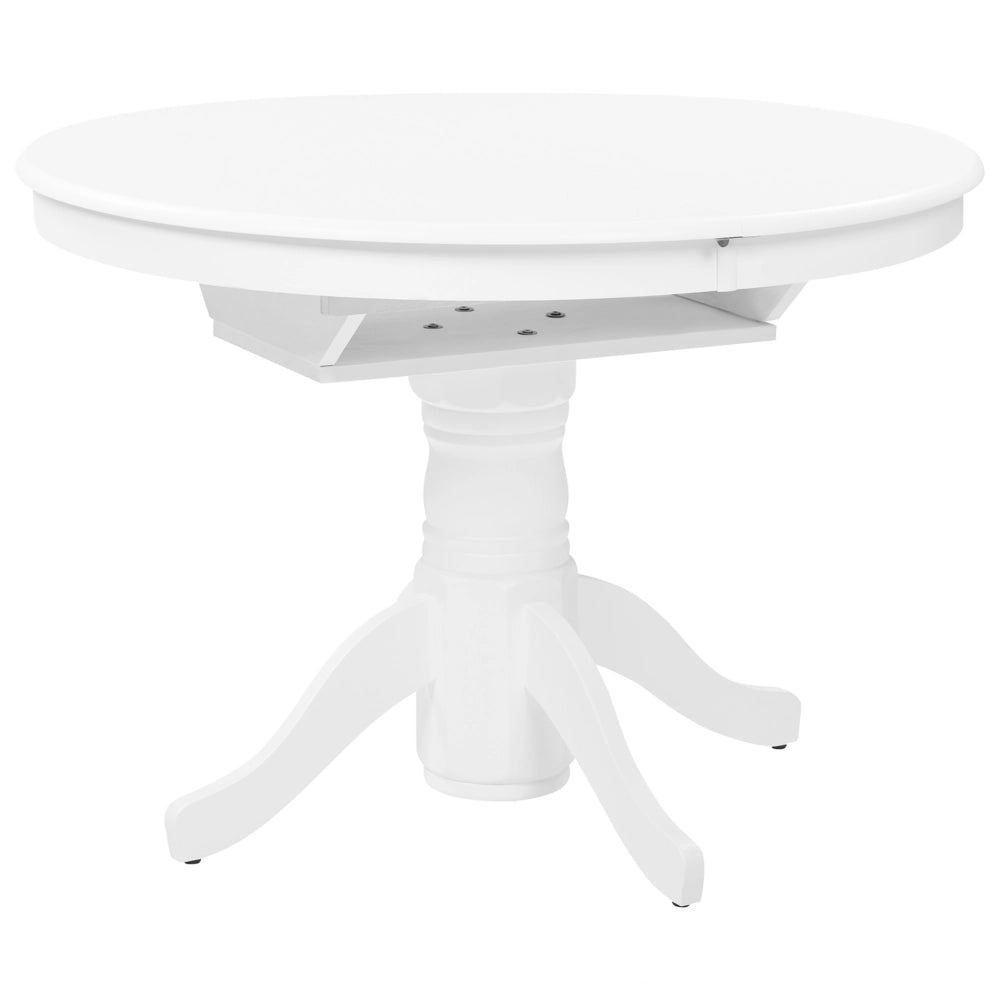 Tavolo da pranzo allungabile in legno con piedistallo bianco 106/150 x 106 cm stile vintage retrò