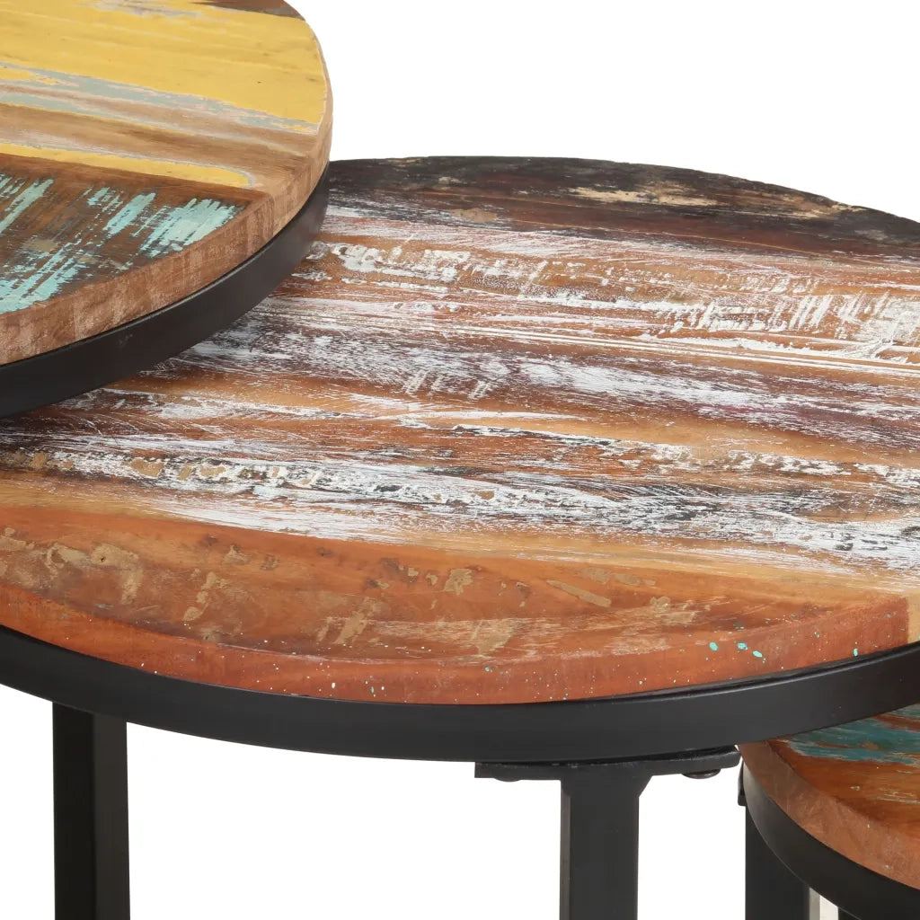 Tavolini Laterali 3 pz in Legno Massello di Recupero 320688