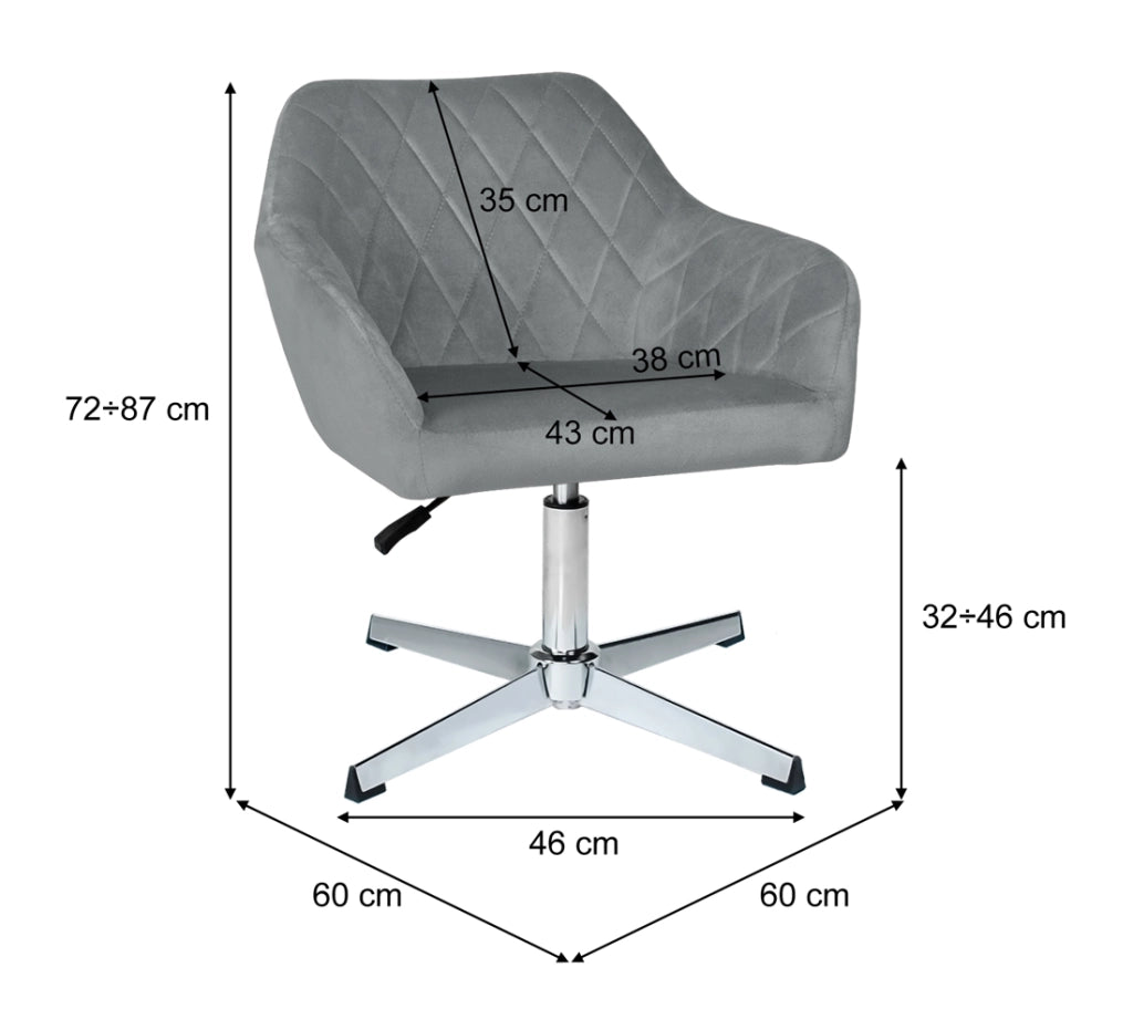 Poltrona ufficio regolabile in altezza in velluto grigio - Louise - PL01LOPM