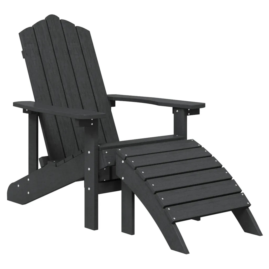 Sedie Giardino Adirondack 2 pz con Poggiapiedi HDPE Antracite cod mxl 6698