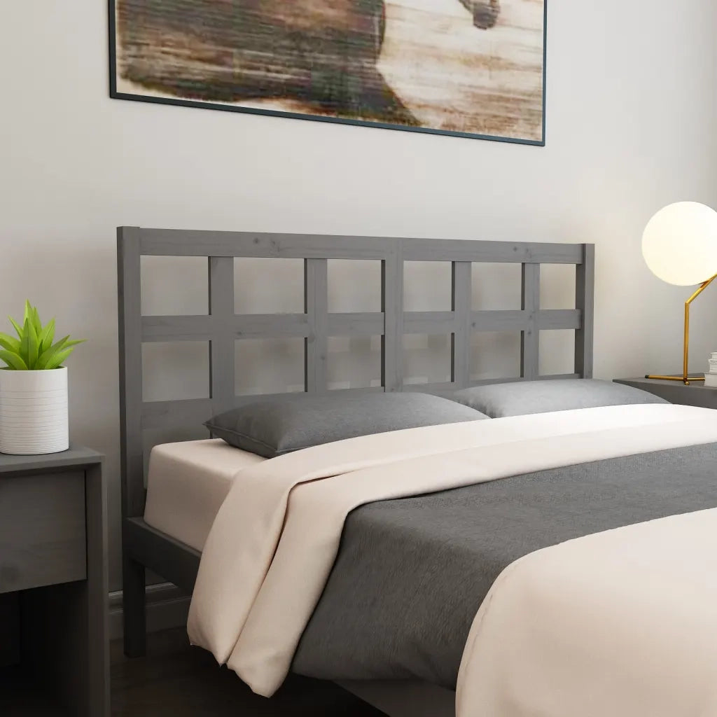 Testiera Letto Grigia 156x4x100 cm in Legno Massello di Pino 817897
