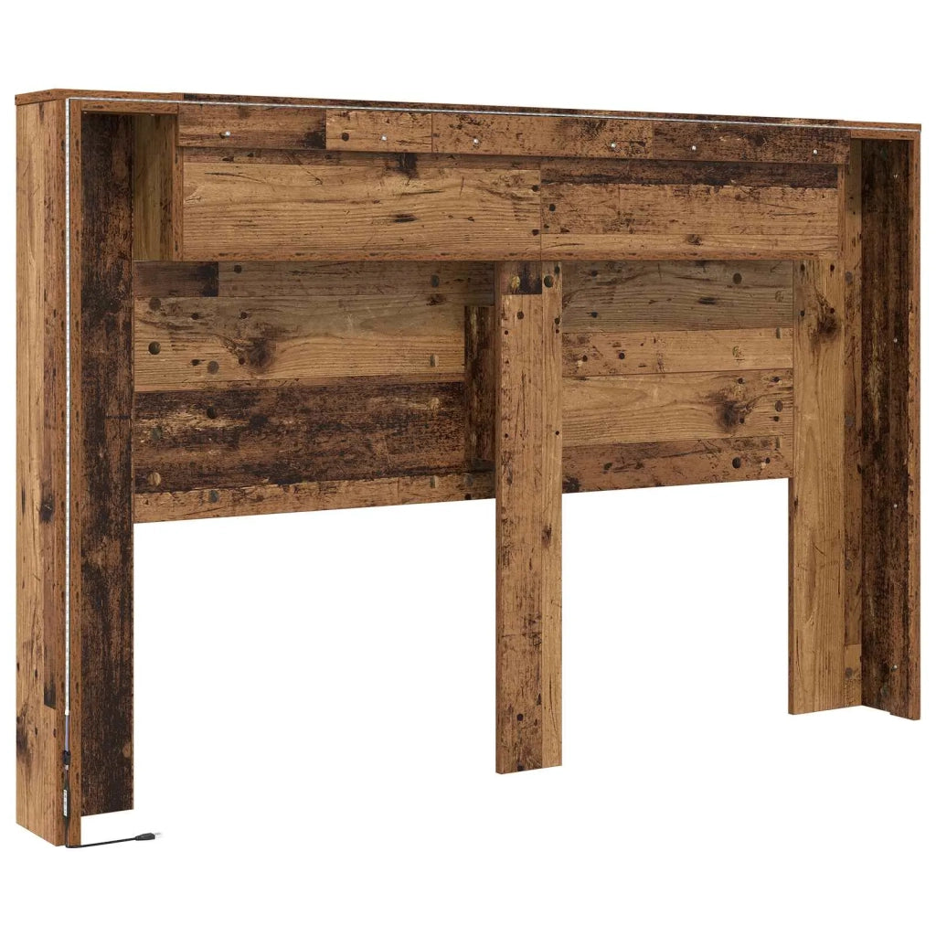 Testiera di stoccaggio con LED Legno antico 160 cm 8009446