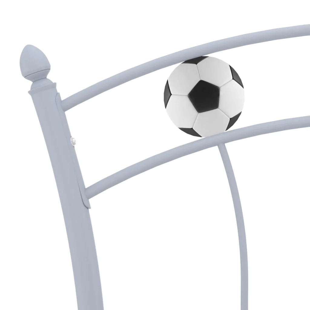 Letto singolo | Letto per adulti | Giroletto con Motivo Calcio in Metallo Grigio 90x200 cm