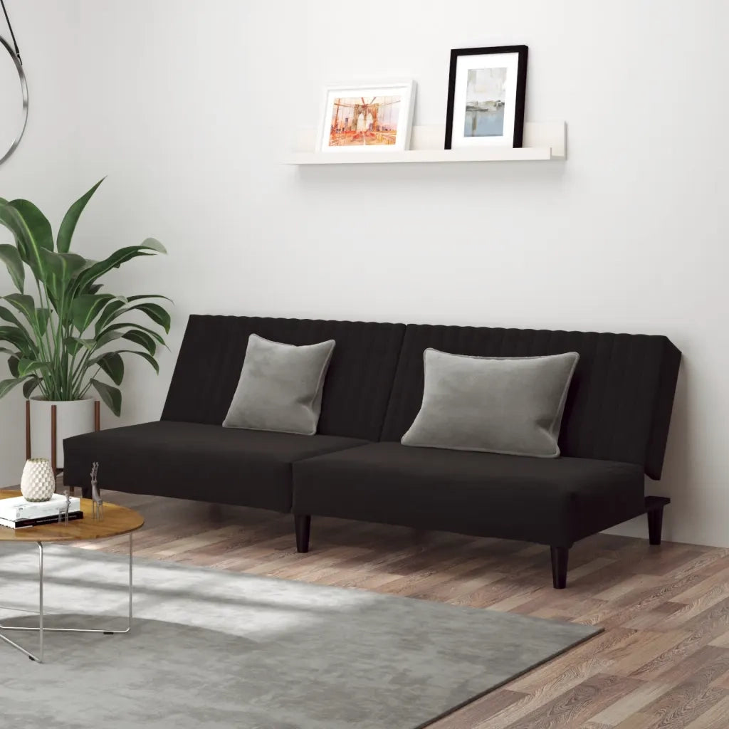 Divano Letto a 2 Posti Nero in Vellutocod mxl 111925