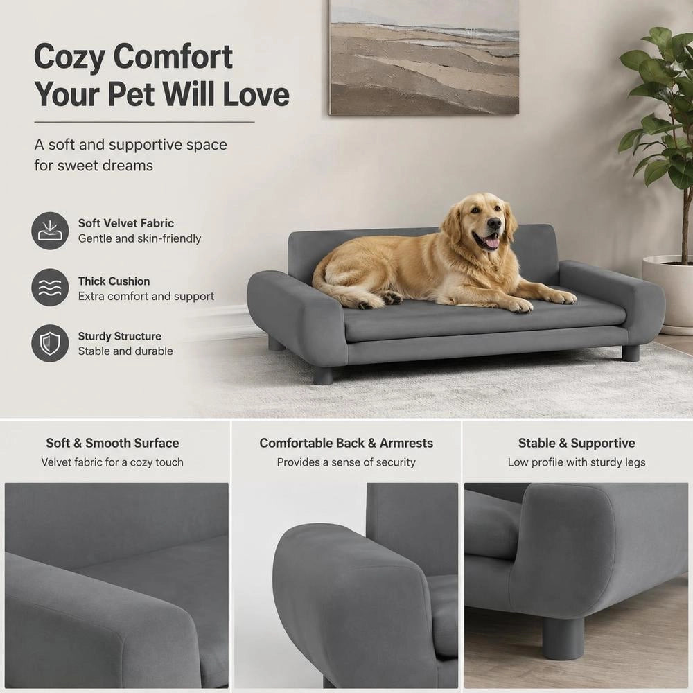 Dog Bed Dark Grey 100x54x33 Cm Velvet