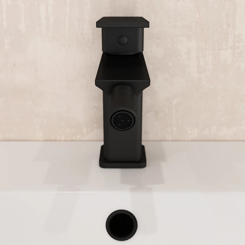 Coppia miscelatori lavabo ad incasso bidet senza scarico nero opaco | Ingrid