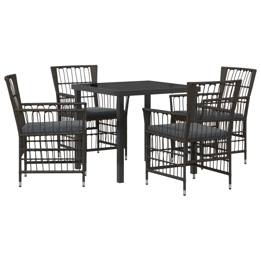 Set da pranzo per esterni 5 pz Nero polyrattan 3448912