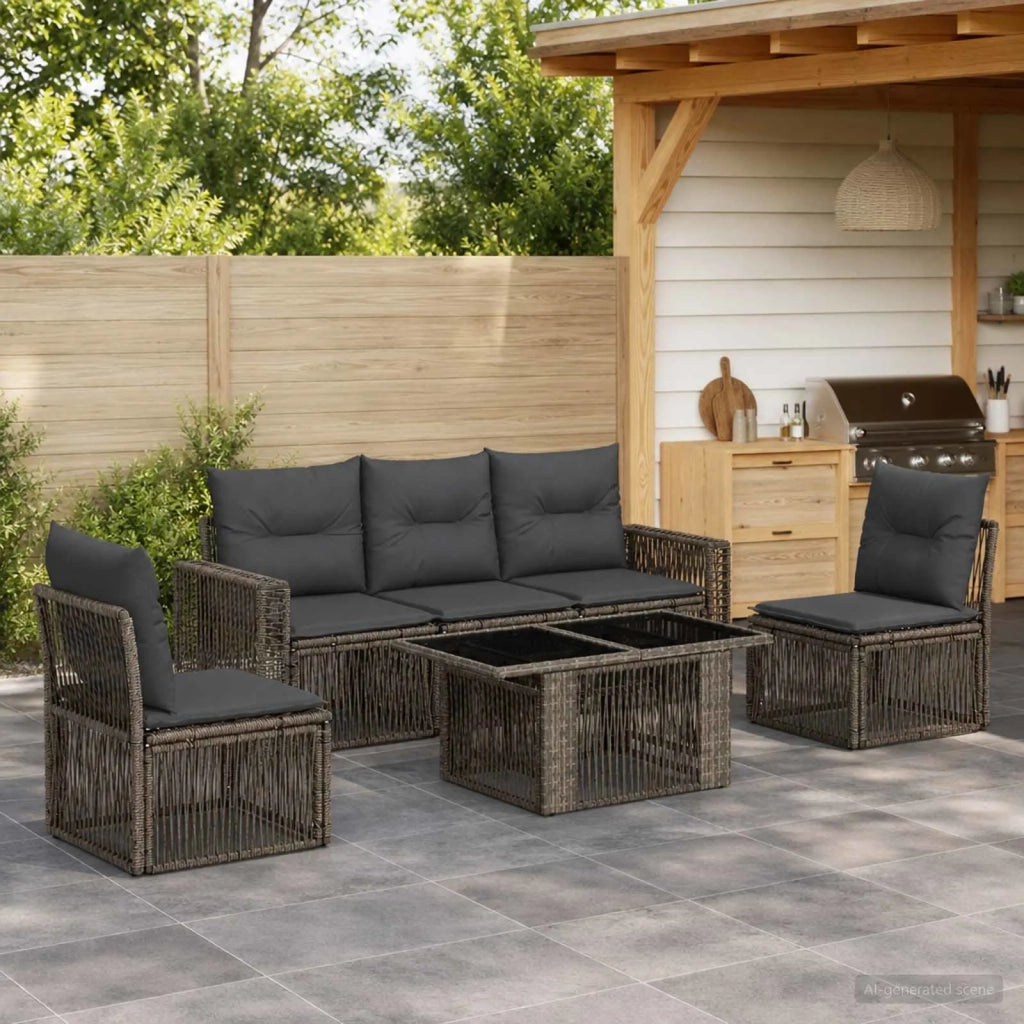 Set Divano da Giardino 6 pz Grigio e Grigio Scuro polyrattan 3436769