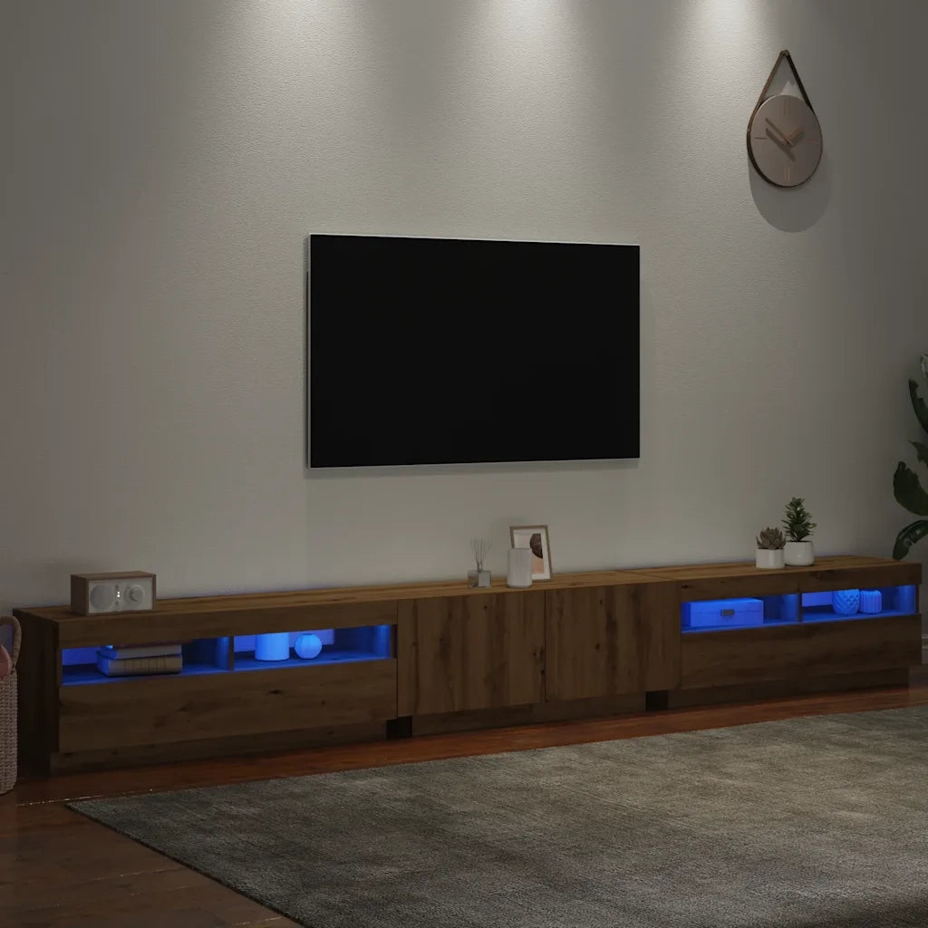 Mobile Porta TV con LED Artigianale 300x35x40 cm Multistrato
