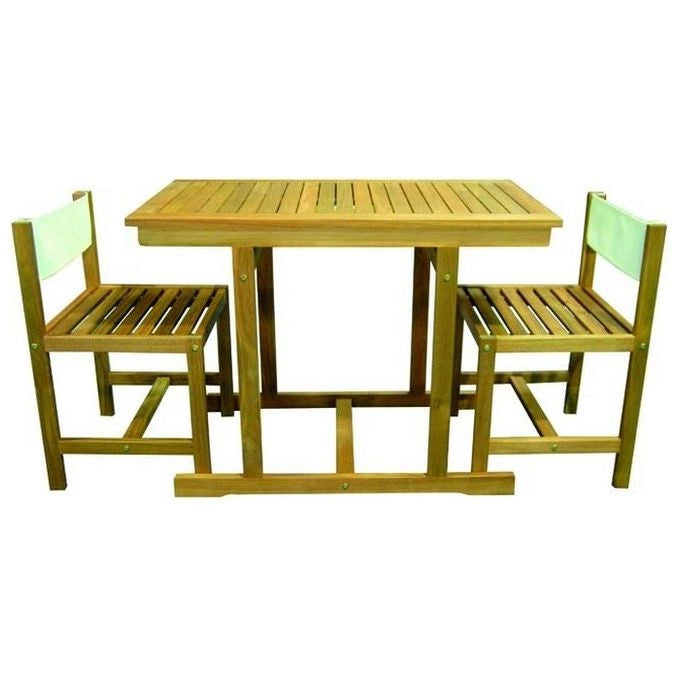 Vigor 9692120 Priamo Set Arredo Giardino 3 Pezzi Legno Acacia FSC 1 Tavolo 2 Sedie Schienale Textilene colore Natural