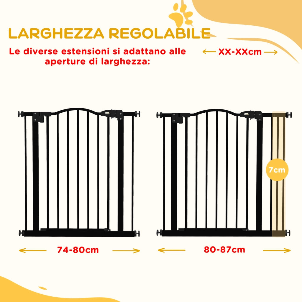 Cancelletto Estensibile per Cani ¨C zephmum ¨C Nero, Metallo e Plastica, 74-87x78 cm