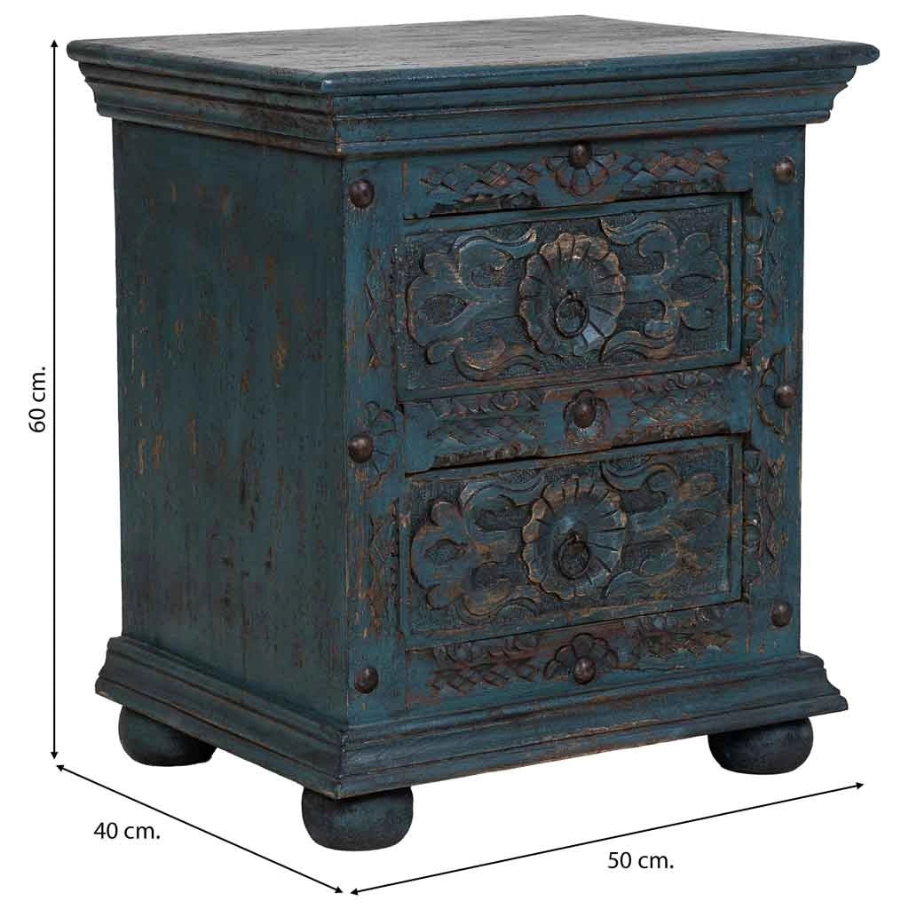 Mobile da ingresso artigianale in legno blu 50x40x60h cm