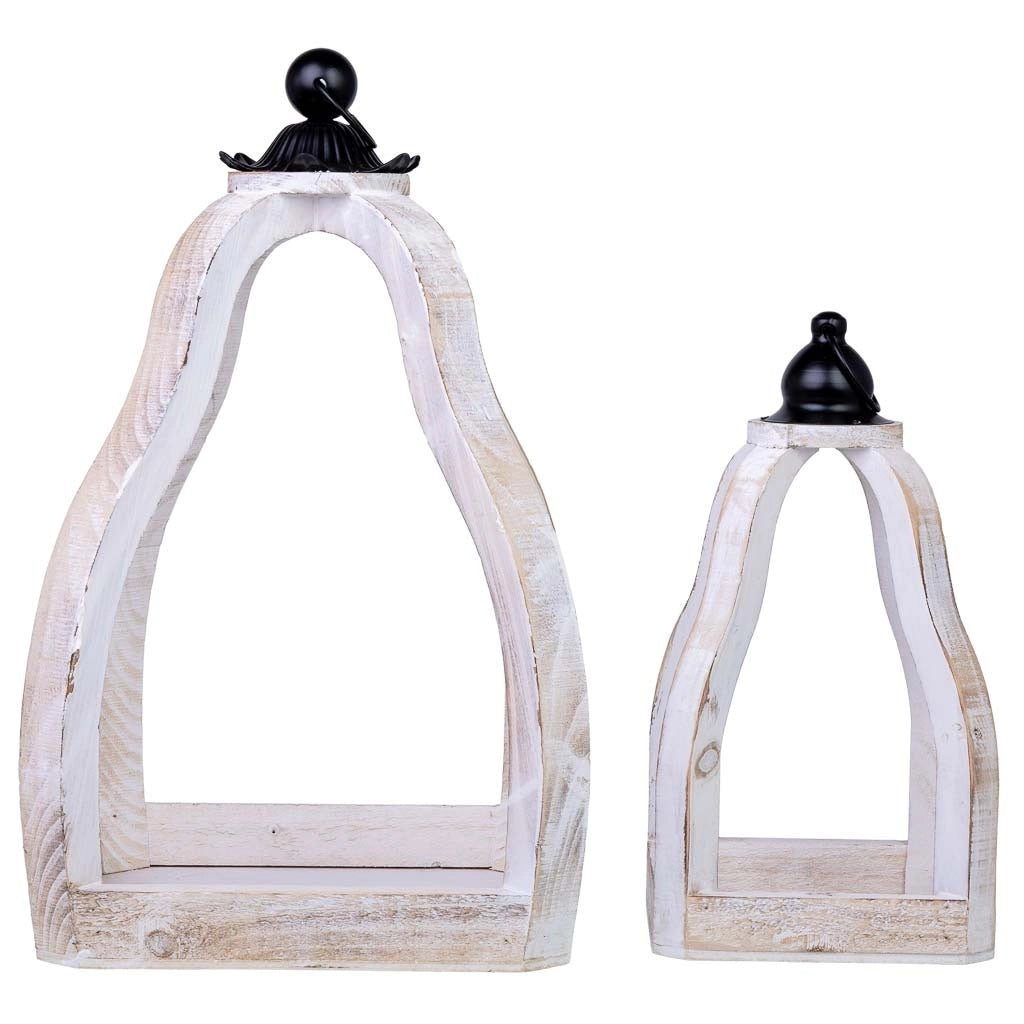 Set di 2 portavasi in legno 29x29x49h-18x18x34h cm