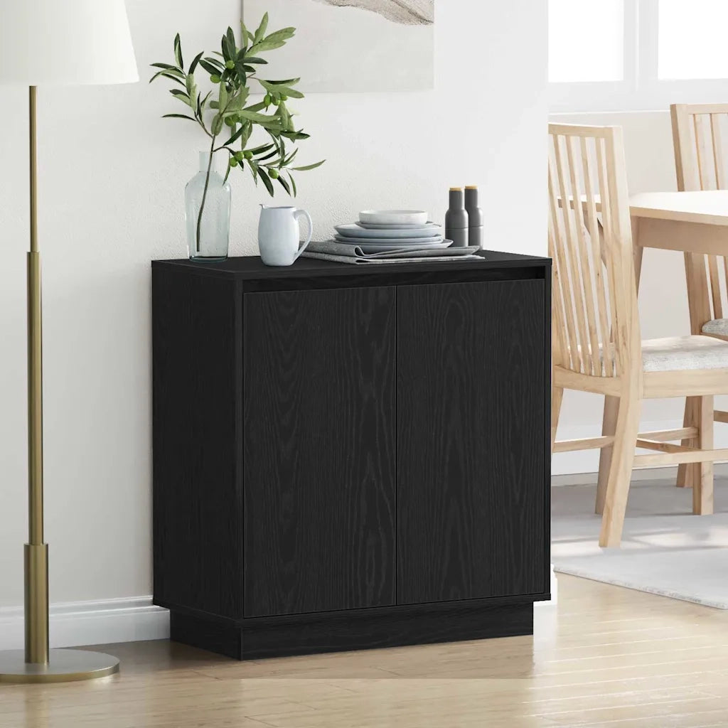 Credenza | Madia | Buffet da pranzo | Armadio da pranzo Rovere Nero 71 x 34.5 x 75 cm Legno multistrato