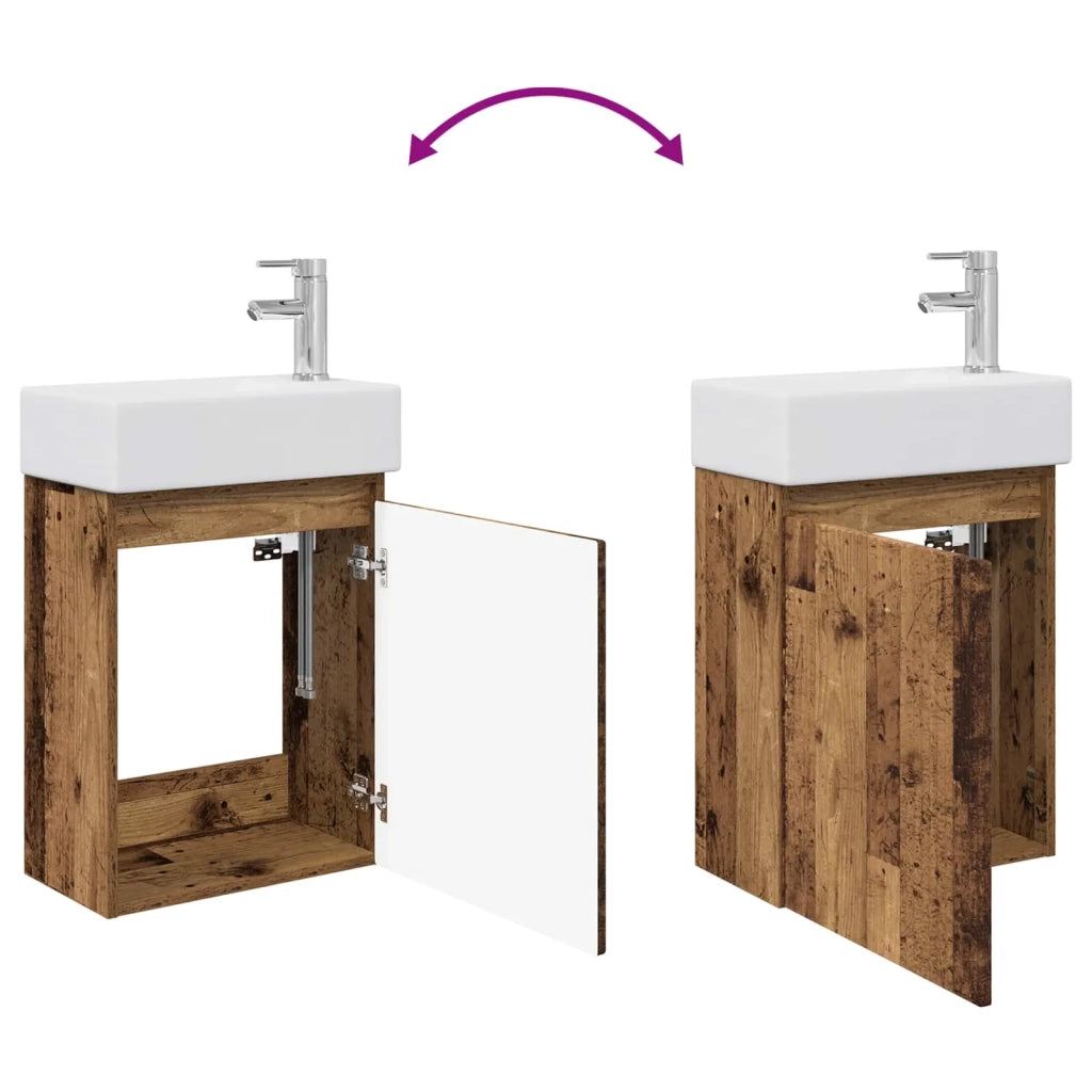 Mobile bagno con rubinetto Legno antico 45,5 x 22,5 x 84 cm