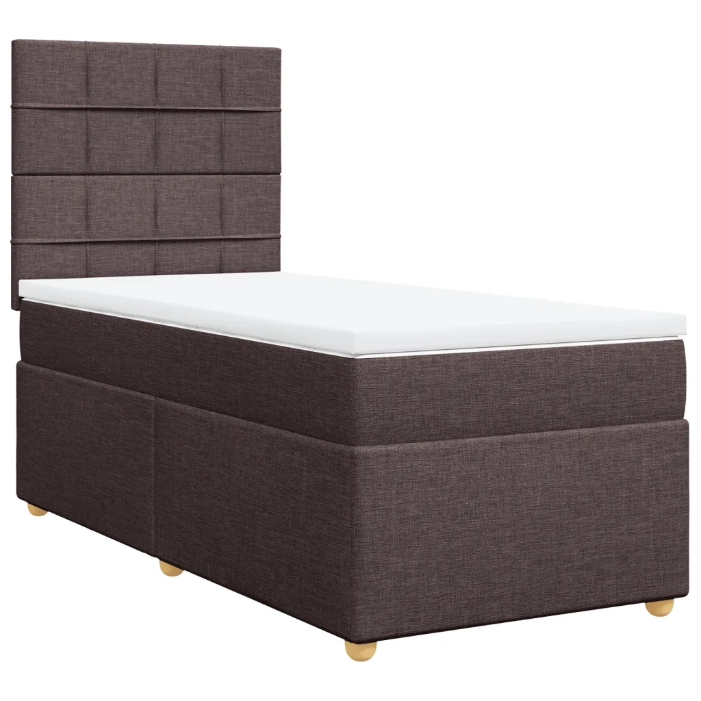 Giroletto a Molle con Materasso-Struttura Letto Marrone Scuro 80x200 cm Tessuto 339765