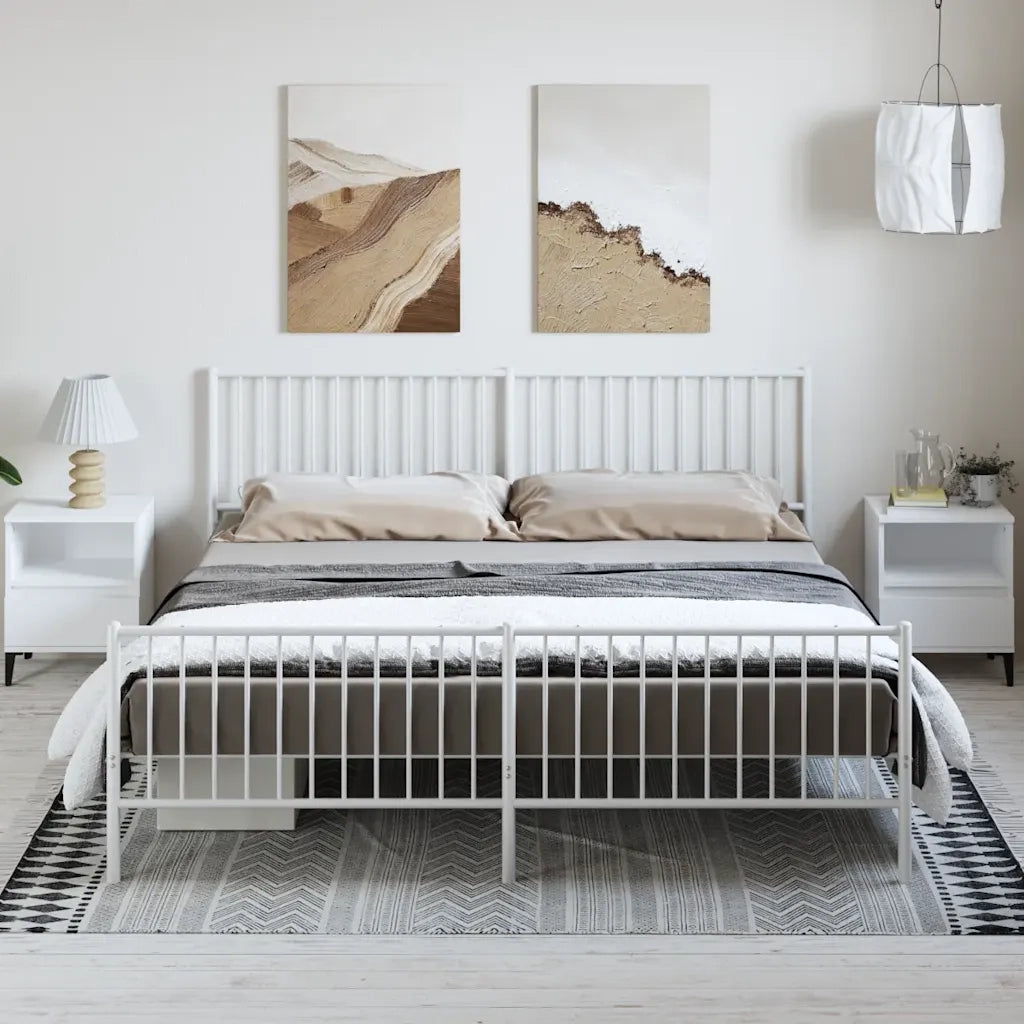 Giroletto con Testiera e Pediera Metallo Bianco 183x213 cm