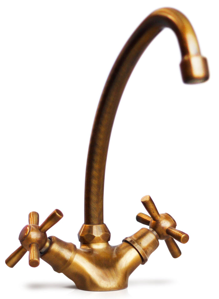 Rubinetto per Lavello da Giardino a Collo d’Oca in Ottone Bronzato