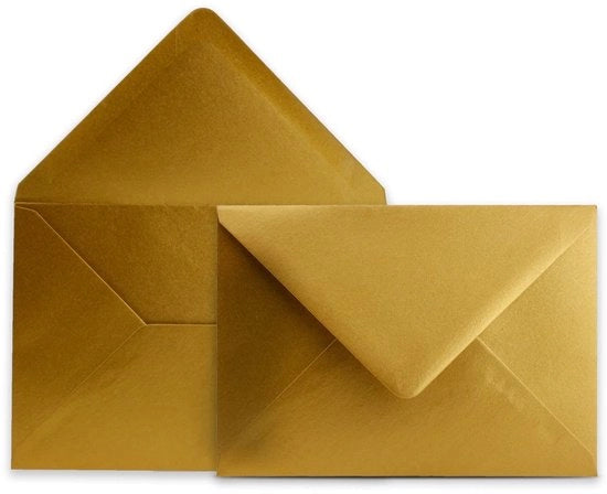Enveloppe DIN C6 oro - 50 pezzi - 11,4 x 16,2 cm - 90 g/m² colla naturale - senza finestra - finitura opaca - cartelle colorate per buste