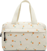 Borse per il bagno grandi per donne – Borsa di pelle corduroy per trucco – Borsa per cosmetici – Cherry Beige