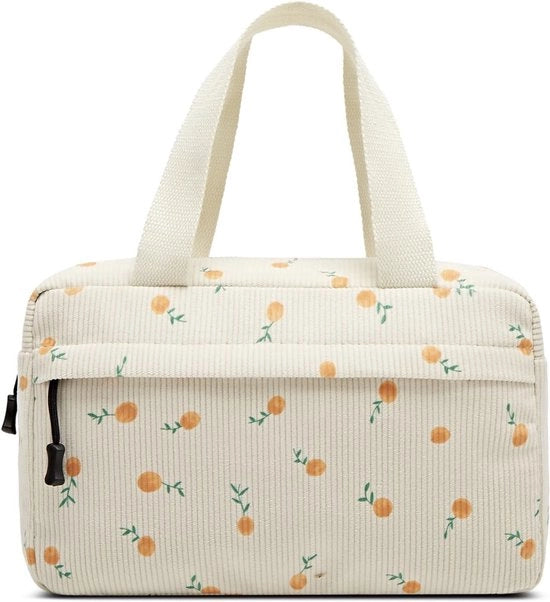 Borse per il bagno grandi per donne – Borsa di pelle corduroy per trucco – Borsa per cosmetici – Cherry Beige