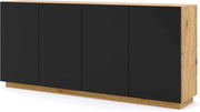 MOBILE CASSETTIERA PORTA TV SOGGIORNO AURA 198x41x89cm ROVERE NERO OPACO
