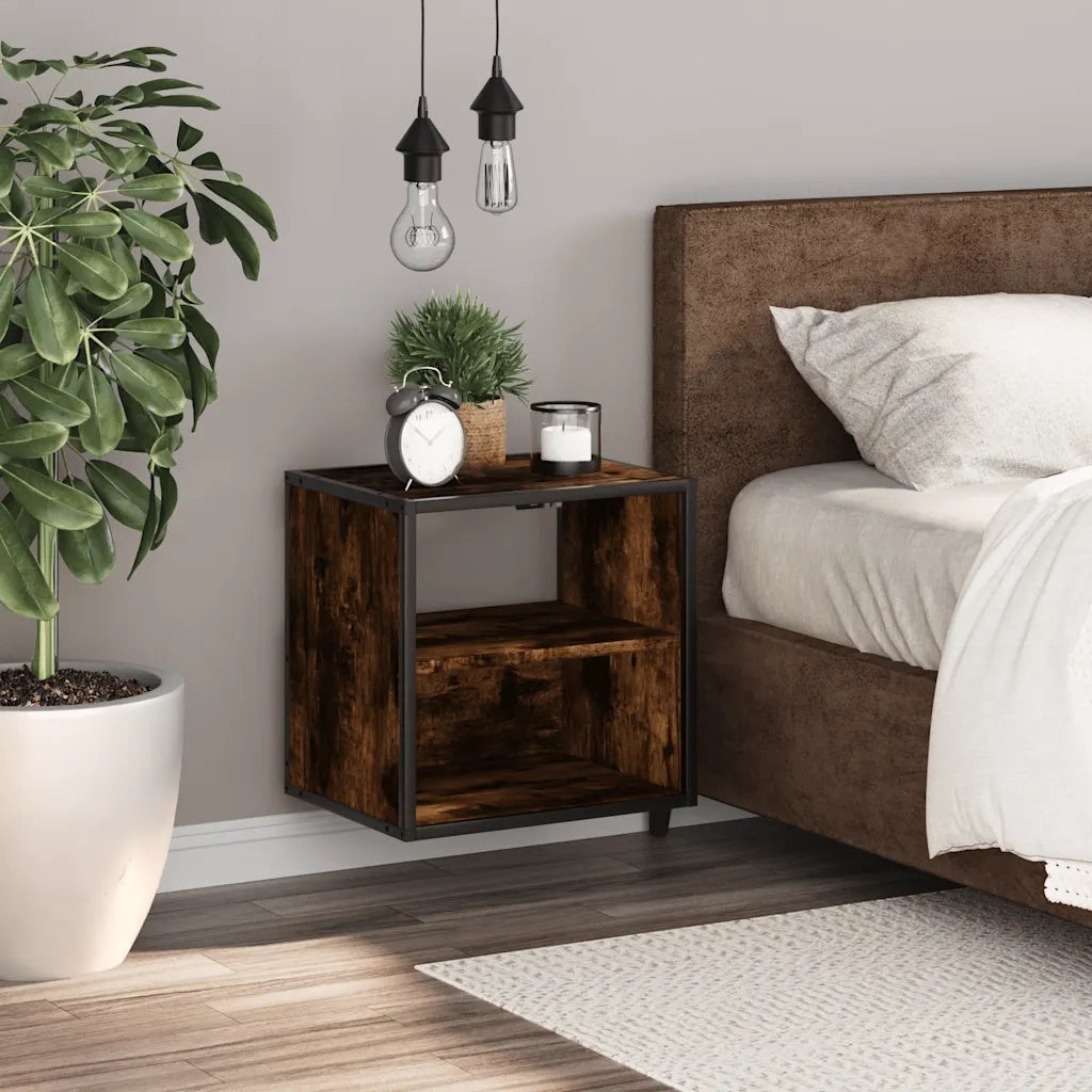 Comodino a Muro-Tavolino da notte sospeso Rovere Fumo 40x31x39,5 cm 304202