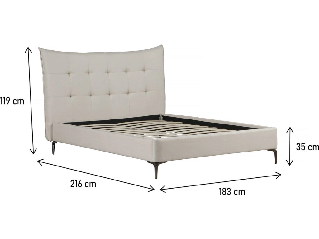 Letto matrimoniale in tessuto imbottito "Aspen" da 160 x 200 cm - Beige