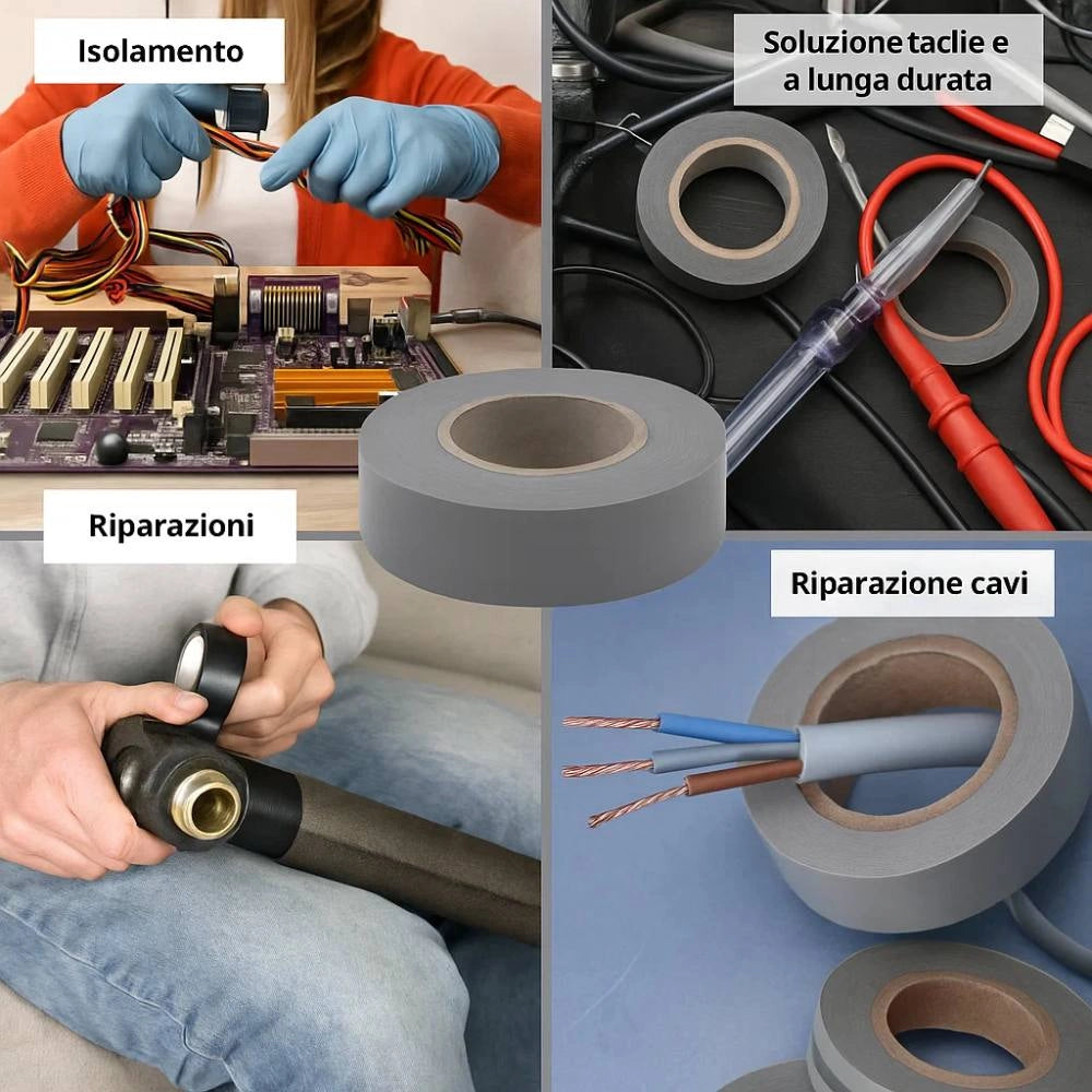 Nastro isolante in pvc autoestinguente raytech per impianti elettrici e cablaggi *** colore grigio, dimensioni 19 mm ...