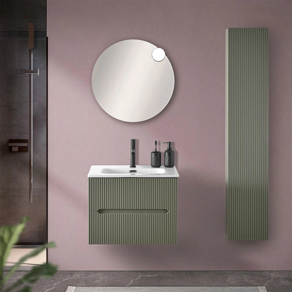 Mobile bagno sospeso cannettato 60 cm verde con Bali