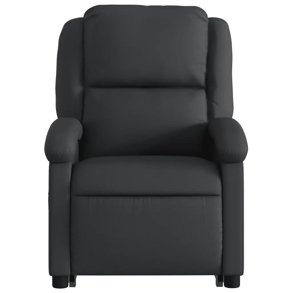 Poltrona Alzapersona Reclinabile Nera in Vera Pelle 3204262
